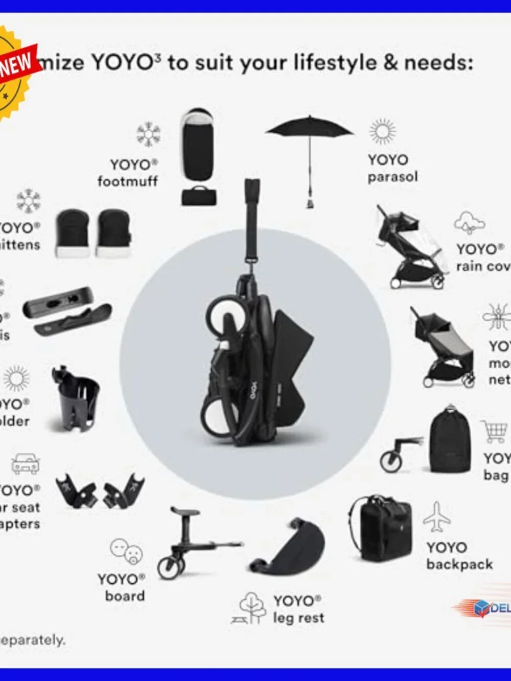Sturdy Stroller Storage Bag with Wheel Base and Hooks